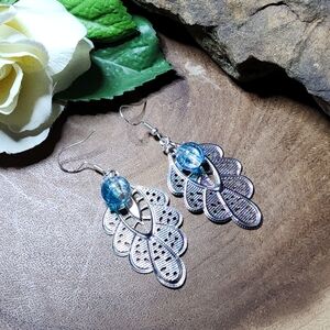 Elegant Silver and Blue Earrings